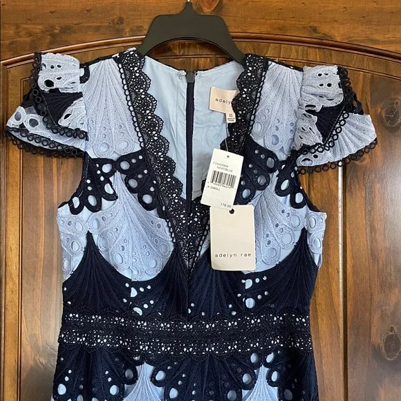 Adelyn Rae Navy and Light Blue Midi Dress - Picture 3 of 7